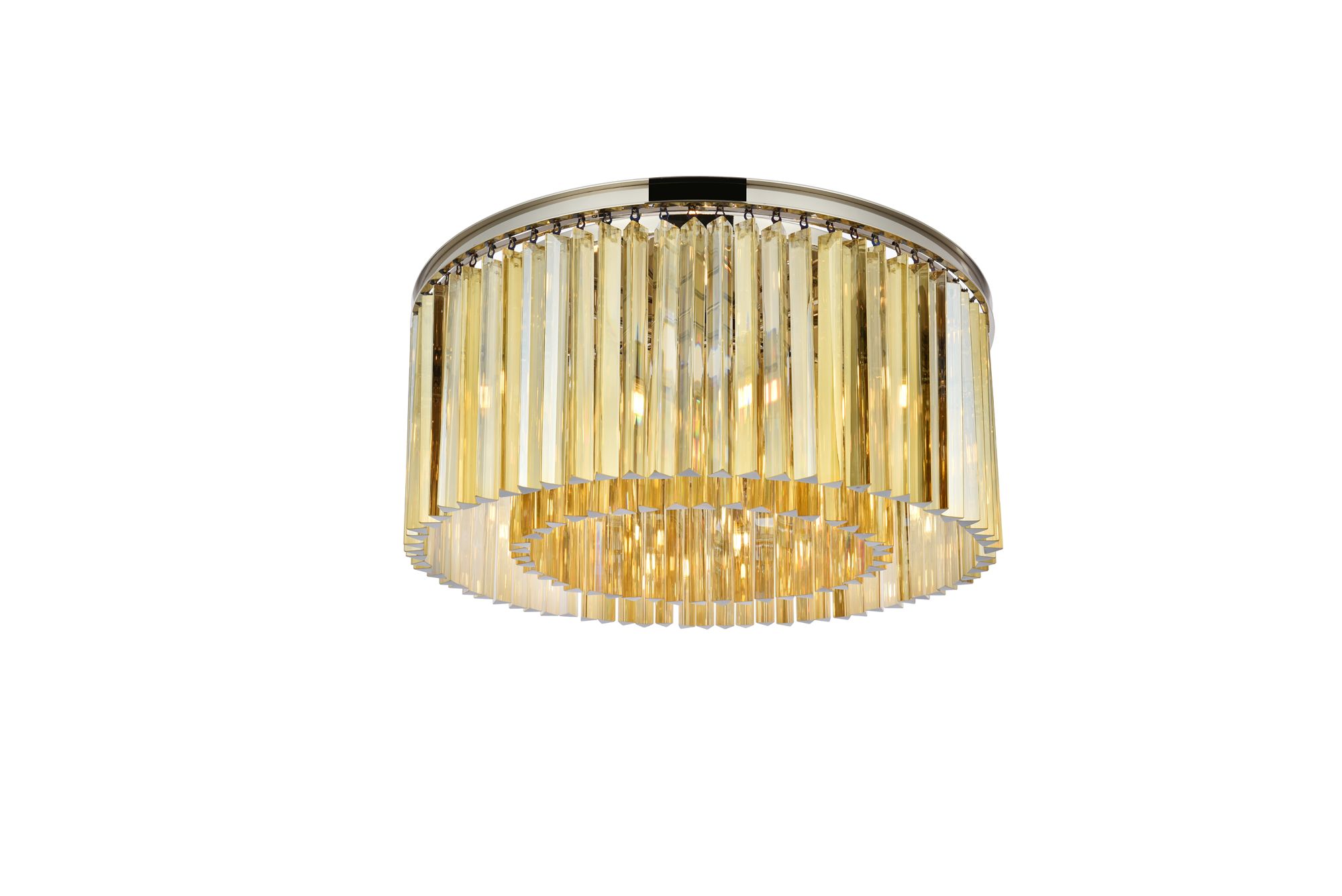 Image 4 Elegant Sydney Ceiling Light in Polished Nickel with Golden Teak Crystals more views