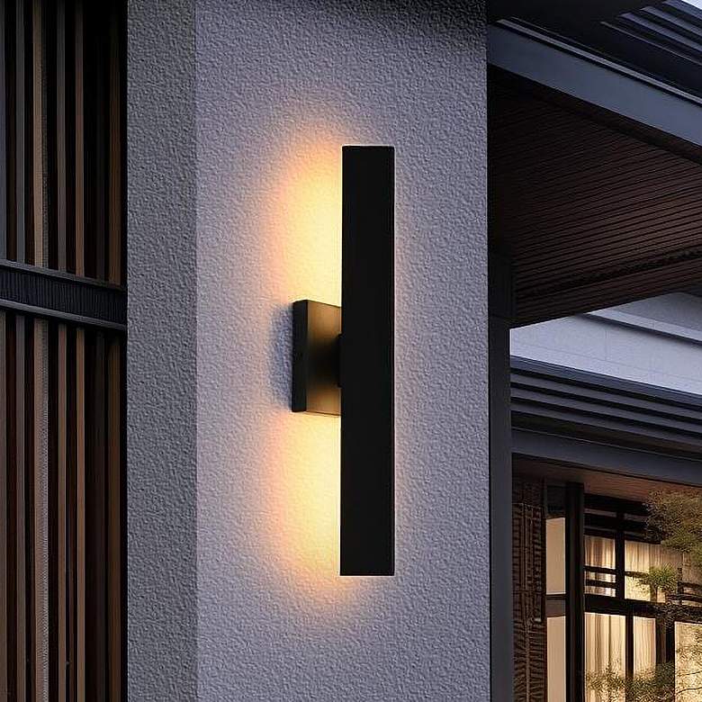 Image 1 Elegant Troy 4.5 x 18 inch Outdoor Wall Sconce in Black