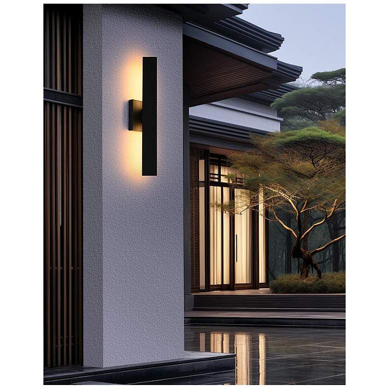 Image 3 Elegant Troy 4.5 x 18 inch Outdoor Wall Sconce in Black more views
