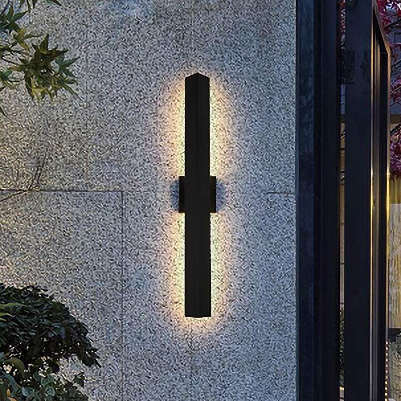 Image 1 Elegant Troy 4.5 x 30 inch Outdoor Wall Sconce in Black