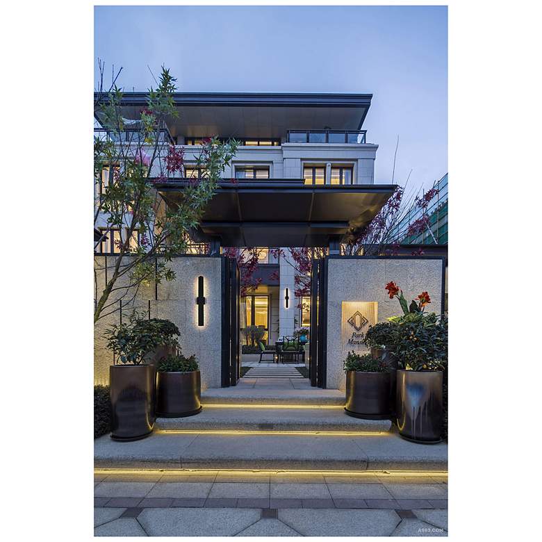 Image 3 Elegant Troy 4.5 x 30 inch Outdoor Wall Sconce in Black more views