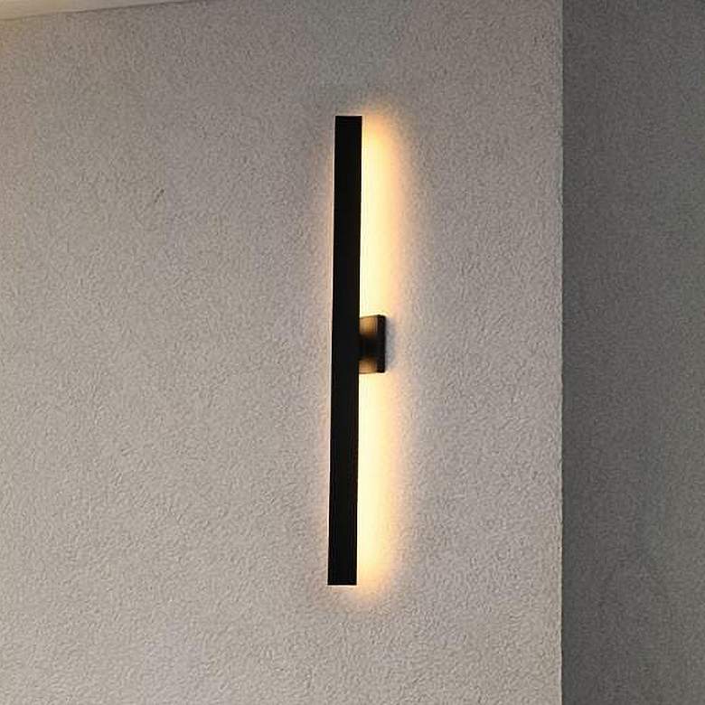 Image 1 Elegant Troy 4.5 x 38 inch Outdoor Wall Sconce in Black