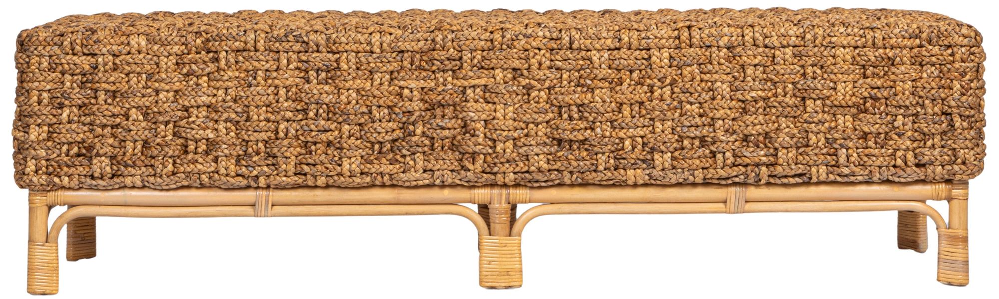 Image 5 Elegant Water Hyacinth and Rattan Bench, Natural more views