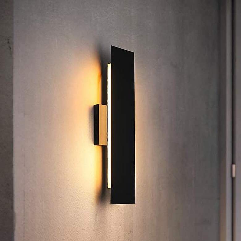 Image 1 Elegant Waylen 4.5 x 18 inch Outdoor Wall Sconce in Black