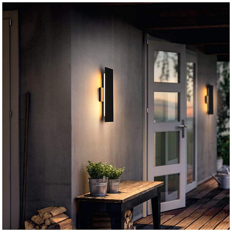 Image 3 Elegant Waylen 4.5 x 18 inch Outdoor Wall Sconce in Black more views