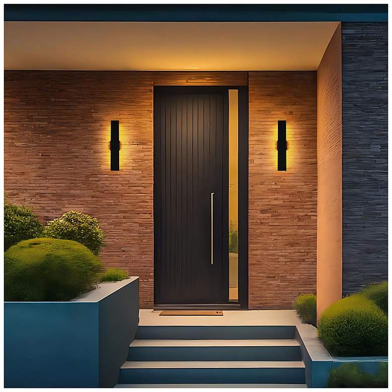 Image 3 Elegant Waylen 4.5 x 24 inch Outdoor Wall Sconce in Black more views