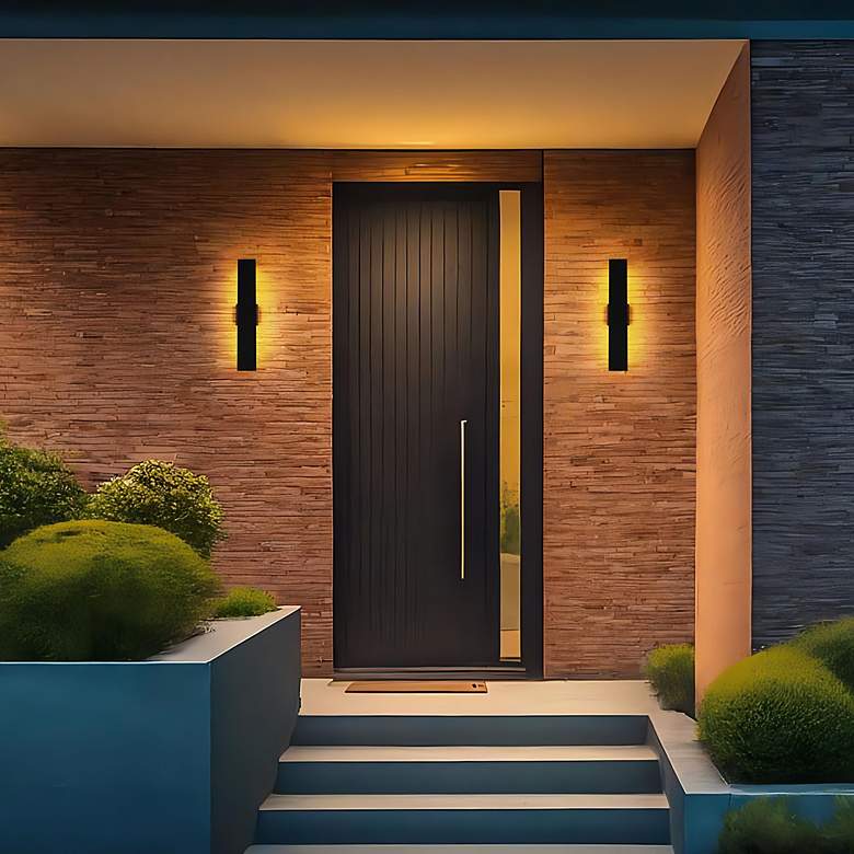 Image 7 Elegant Waylen 4.5 x 24 inch Outdoor Wall Sconce in Black more views
