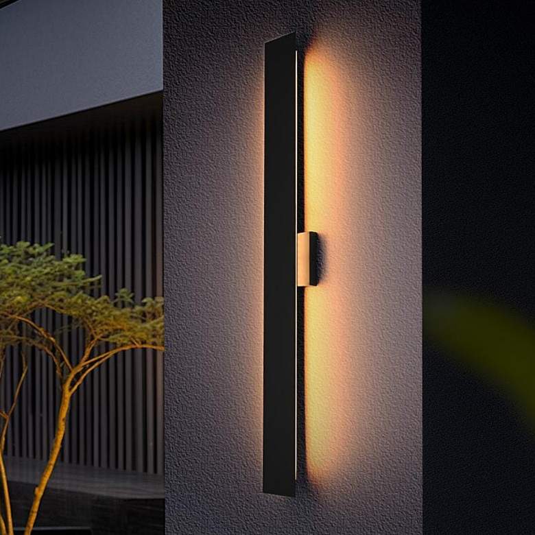 Image 1 Elegant Waylen 4.5 x 40 inch Outdoor Wall Sconce in Black