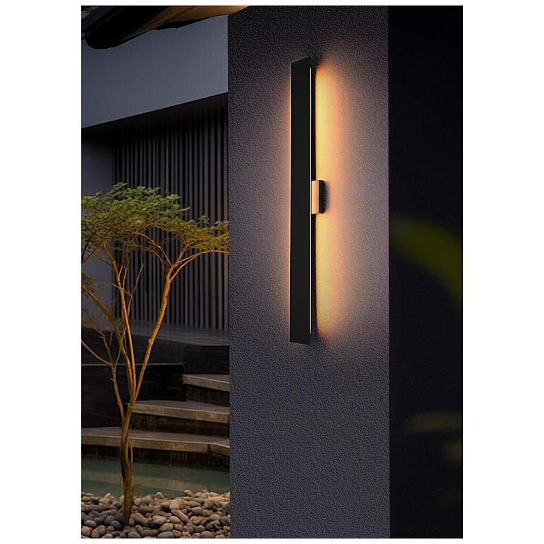 Image 3 Elegant Waylen 4.5 x 40 inch Outdoor Wall Sconce in Black more views