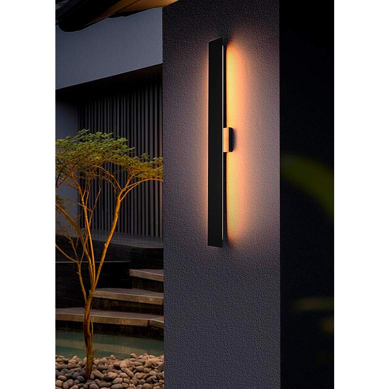 Image 7 Elegant Waylen 4.5 x 40 inch Outdoor Wall Sconce in Black more views