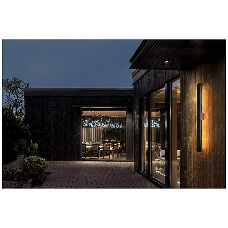 Image 3 Elegant Waylen 4.5 x 48 inch Outdoor Wall Sconce in Black more views