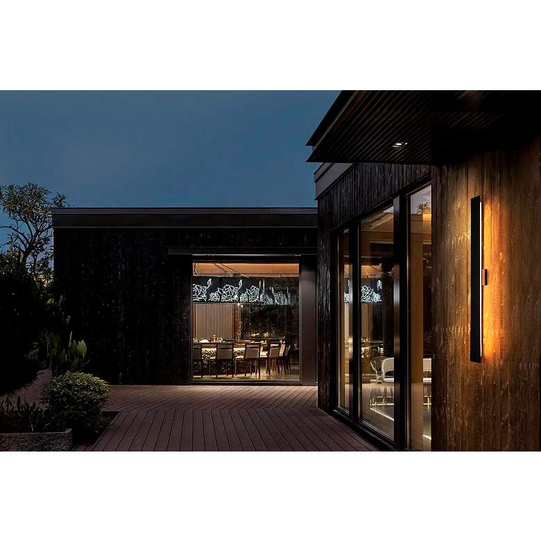 Image 7 Elegant Waylen 4.5 x 48 inch Outdoor Wall Sconce in Black more views