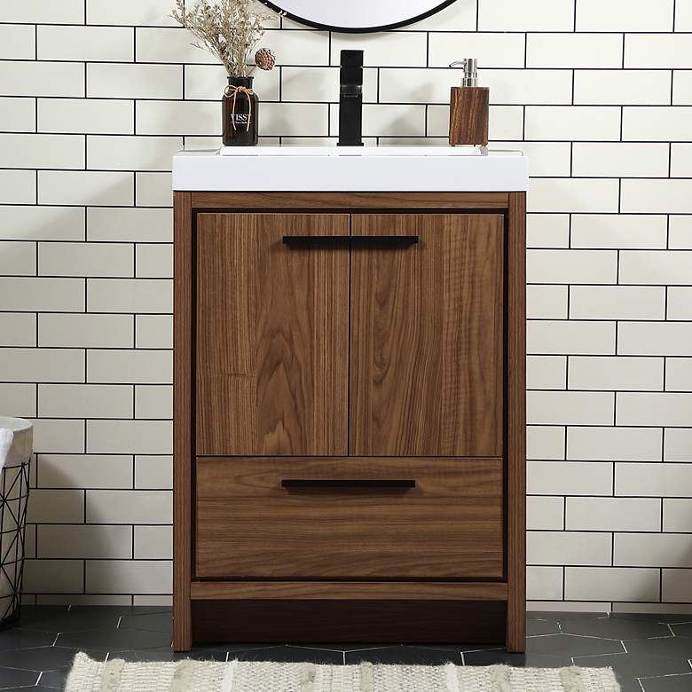 Image 1 Elegant Wyatt 24 In. Bathroom Vanity In Walnut Brown