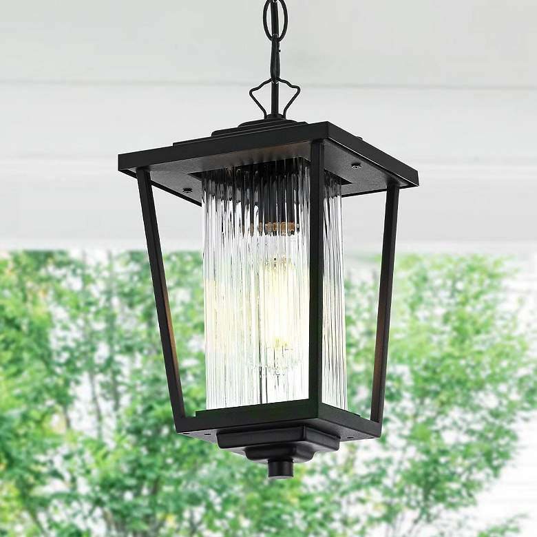 Image 1 Elegant York 6.5 Inch Outdoor Pendant in Black