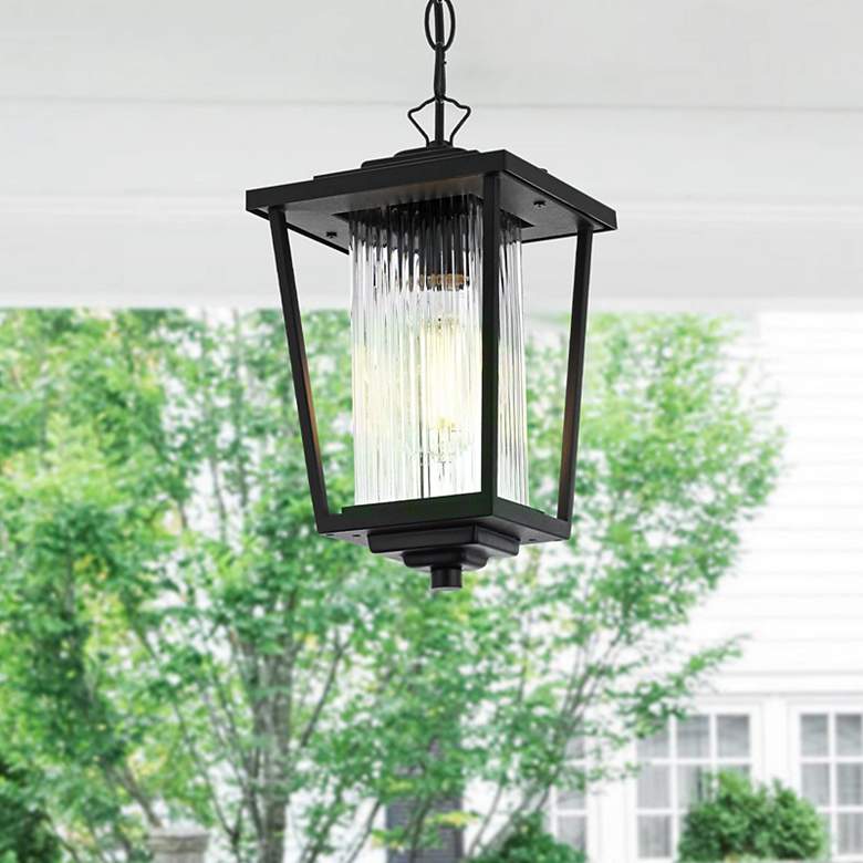 Image 7 Elegant York 6.5 Inch Outdoor Pendant in Black more views
