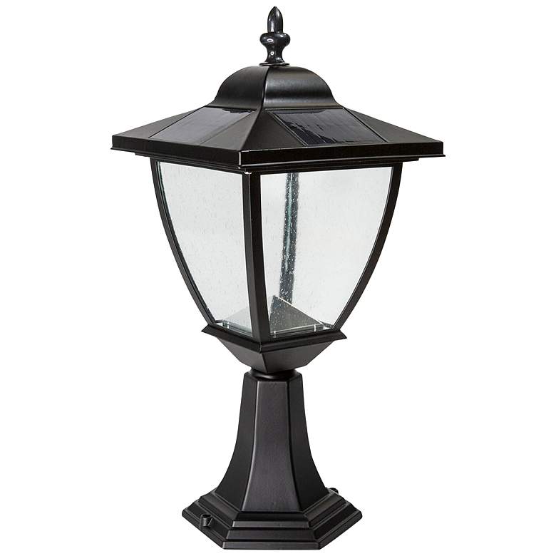 Image 1 Elegante 17 inch High Black Outdoor Solar LED Pier Mount Light