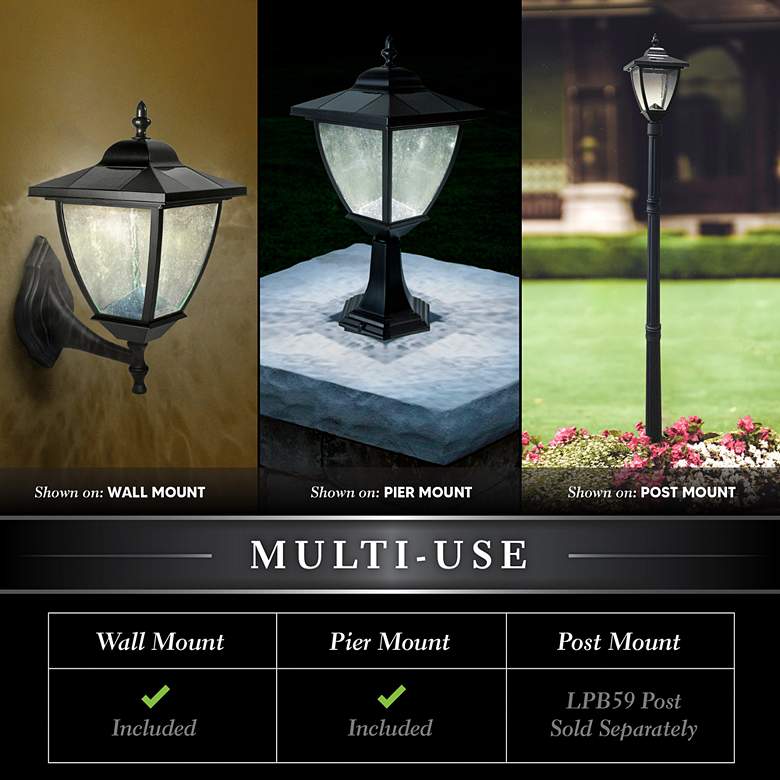 Image 4 Elegante 17" High Black Outdoor Solar LED Pier Mount Light more views