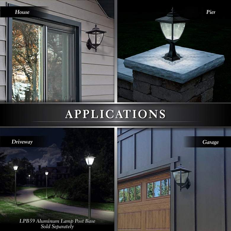 Image 6 Elegante 17" High Black Outdoor Solar LED Pier Mount Light more views