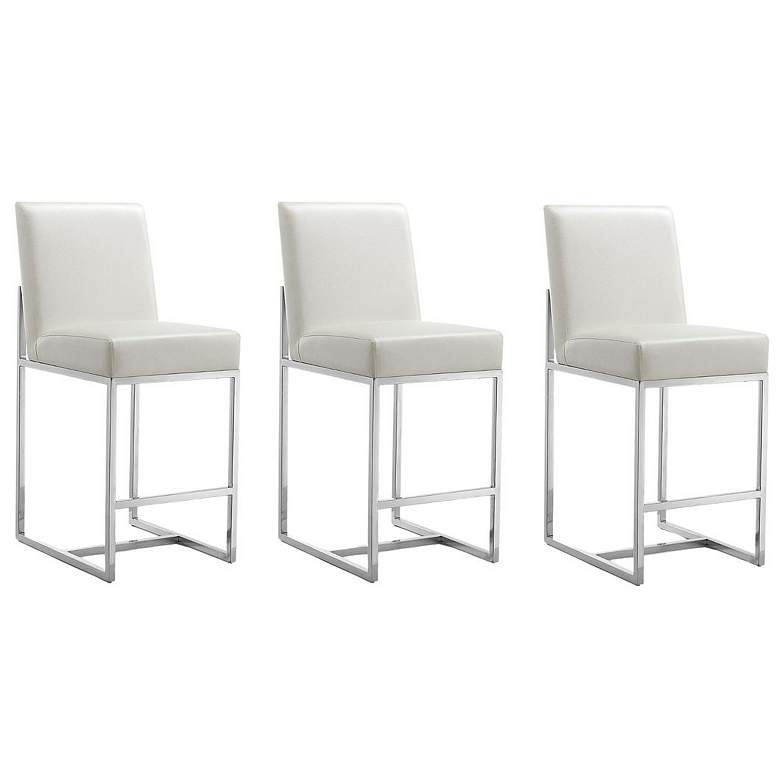 Image 1 Element 24" Faux Leather Counter Stool in Pearl White Set of 3