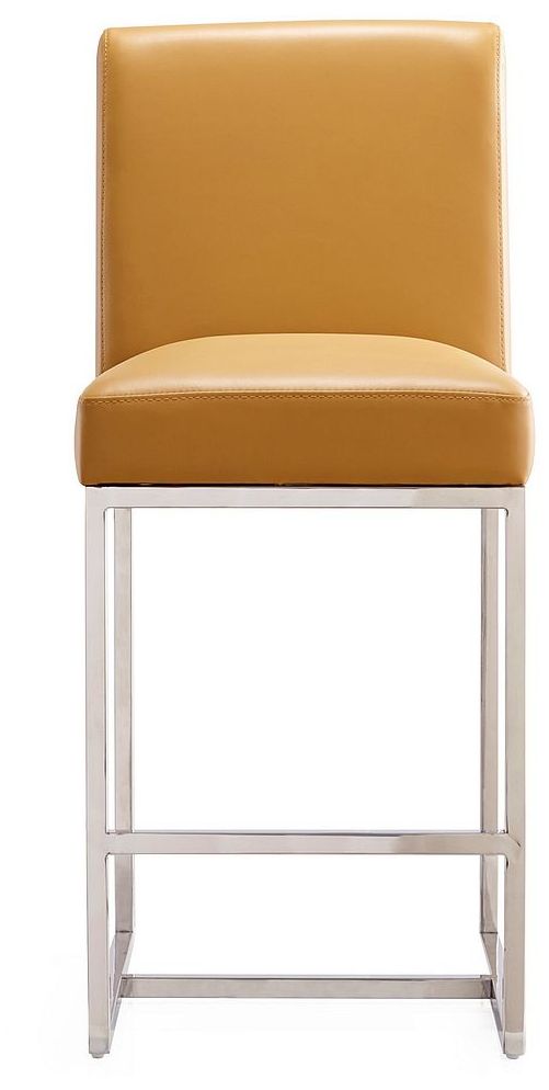 Image 4 Element 37.2" Camel & Polished Chrome Counter Height Bar Stool more views