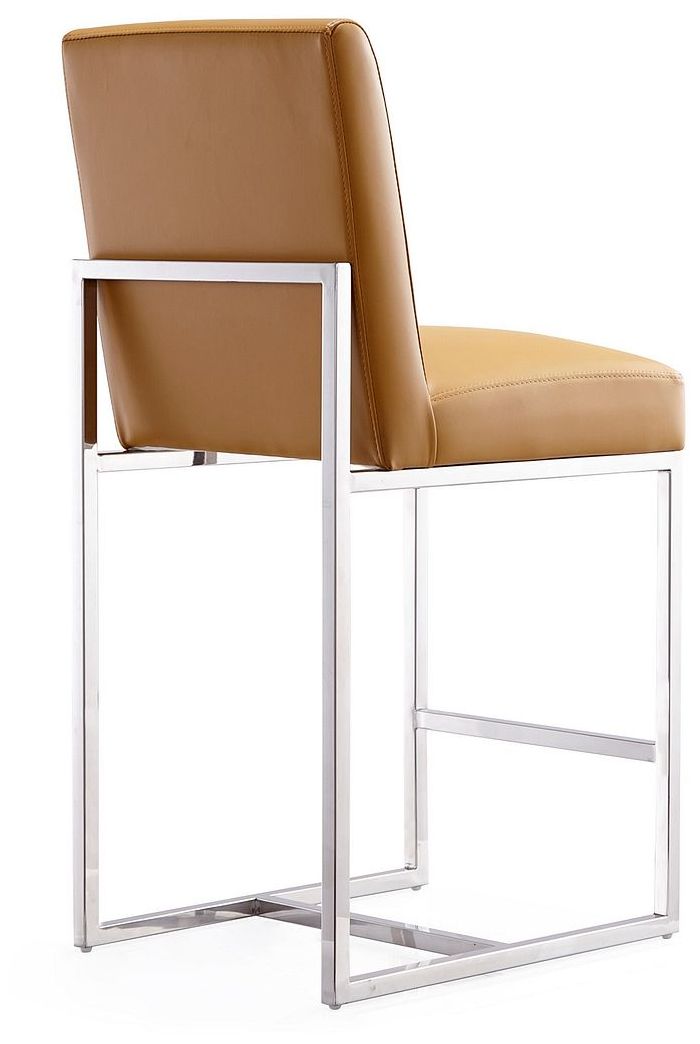 Image 5 Element 37.2" Camel & Polished Chrome Counter Height Bar Stool more views