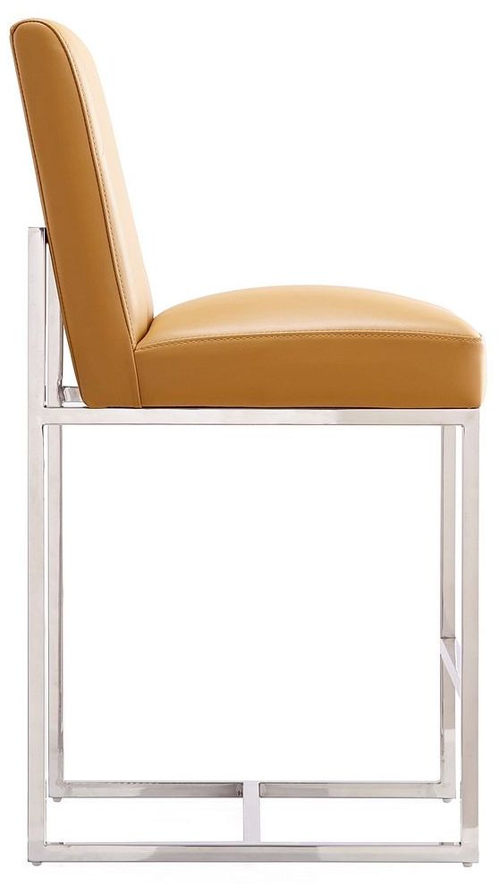 Image 7 Element 37.2" Camel & Polished Chrome Counter Height Bar Stool more views