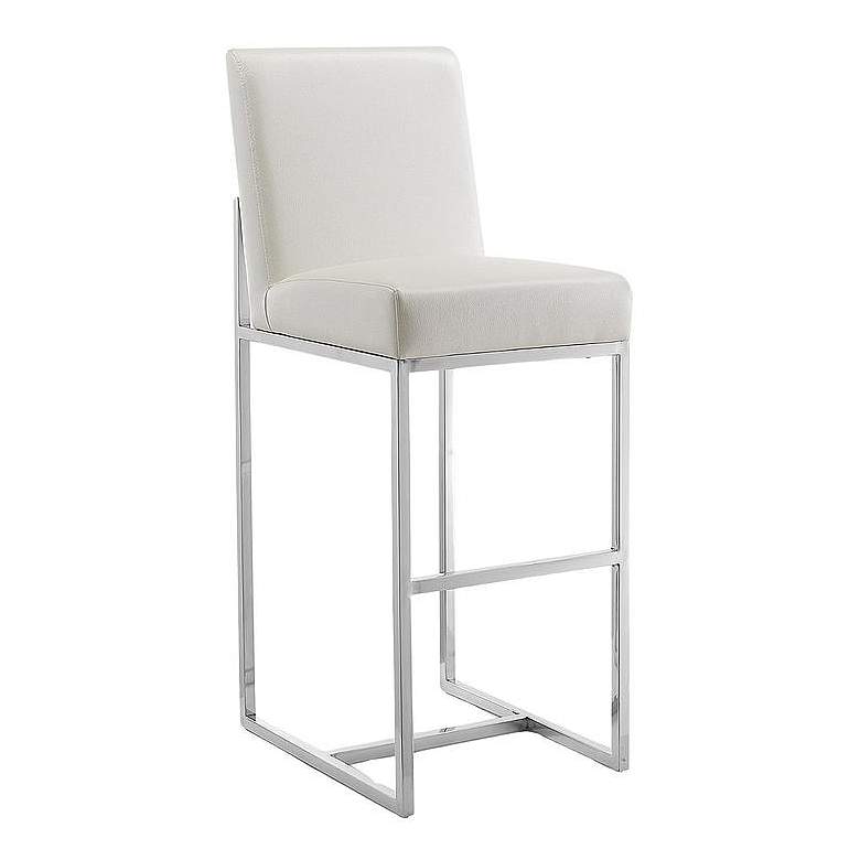 Image 1 Element 42.13 in. Pearl White and Polished Chrome Stainless Steel Bar Stool