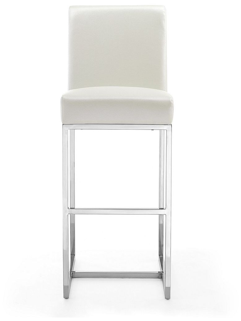 Image 4 Element 42.13 in. Pearl White and Polished Chrome Stainless Steel Bar Stool more views