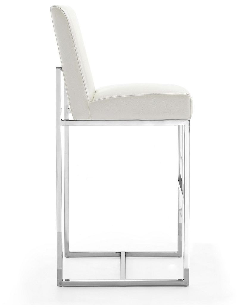 Image 5 Element 42.13 in. Pearl White and Polished Chrome Stainless Steel Bar Stool more views
