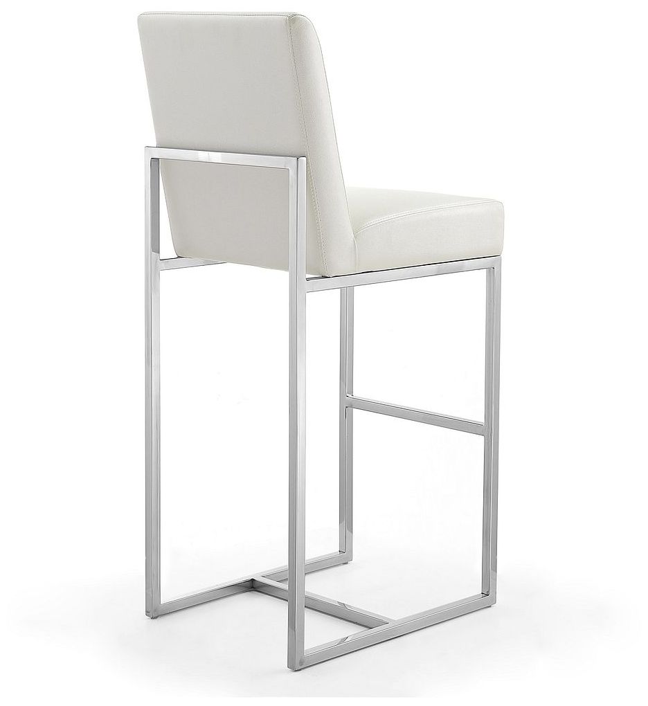 Image 6 Element 42.13 in. Pearl White and Polished Chrome Stainless Steel Bar Stool more views