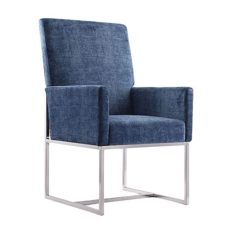 Image 1 Element Blue Velvet Dining Armchair