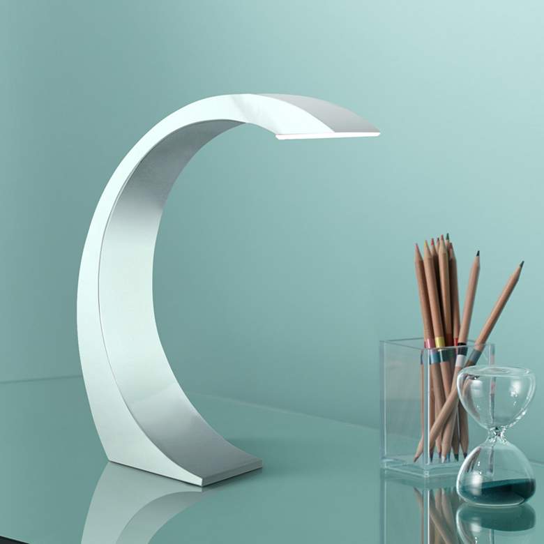 Image 1 Element Chrome Finish Arc Modern LED Touch Desk Lamp