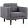 Element Sofa Chair in Dark Gray Linen and Walnut Wood Legs