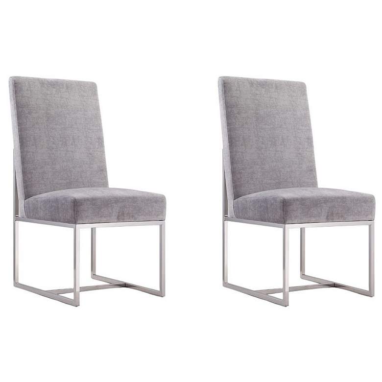 Image 1 Element Velvet Dining Chair in Grey (Set of 2)