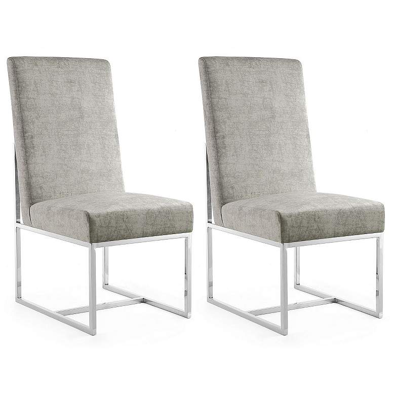 Image 1 Element Velvet Dining Chair in Steel (Set of 2)