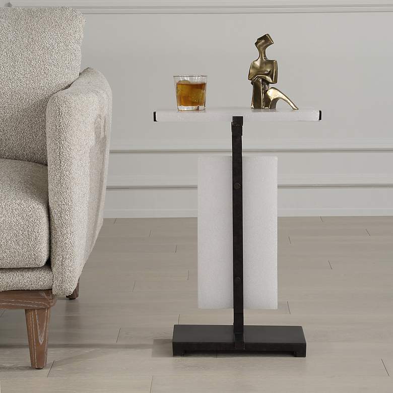 Image 1 Elements 24" High Aged Bronze and Bubble Glass Accent Table