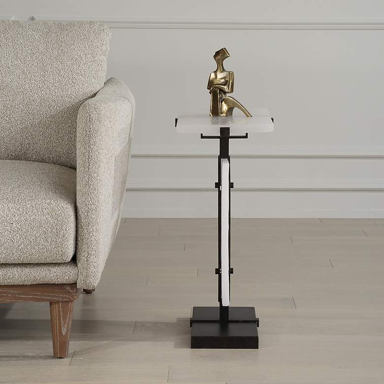 Image 3 Elements 24" High Aged Bronze and Bubble Glass Accent Table more views