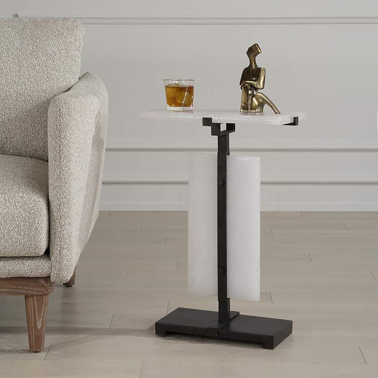 Image 4 Elements 24" High Aged Bronze and Bubble Glass Accent Table more views