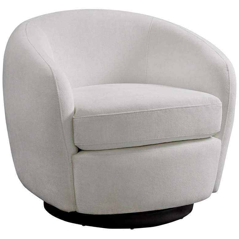 Image 1 Elements Chanel 34" Wide Bristo White Fabric Club Swivel Chair