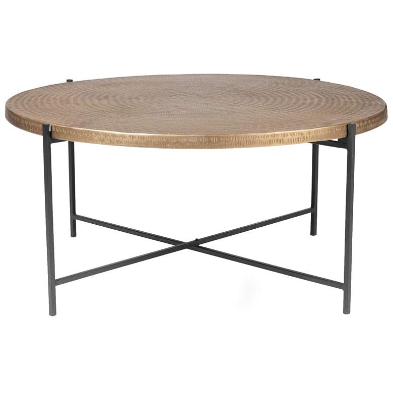 Image 1 Elements Navi 35.5" Wide Antique Brass Coffee Table Black Frame