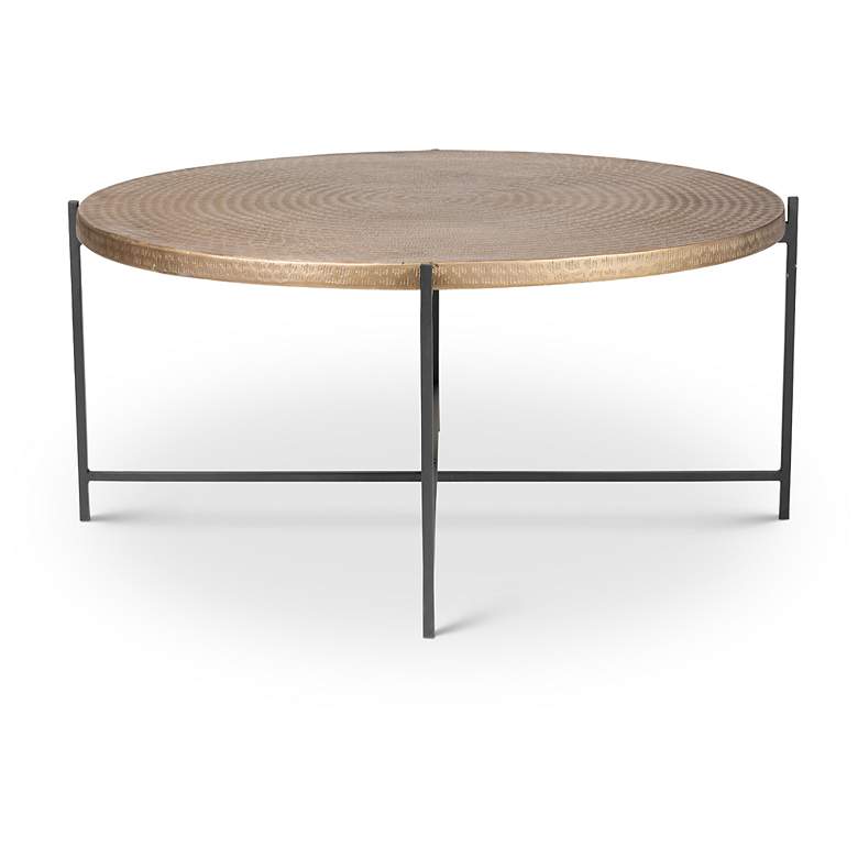 Image 2 Elements Navi 35.5" Wide Antique Brass Coffee Table Black Frame more views