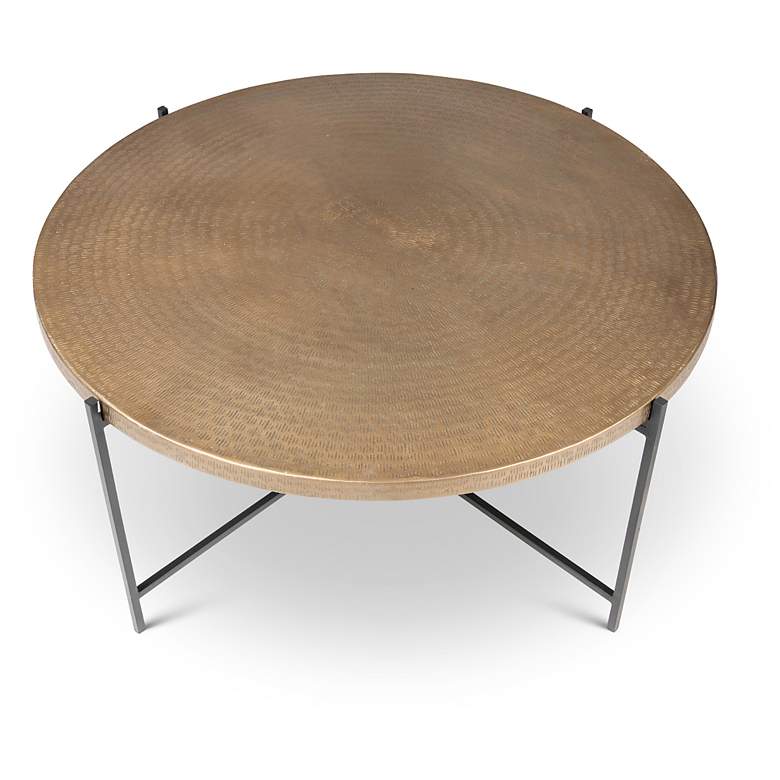 Image 3 Elements Navi 35.5" Wide Antique Brass Coffee Table Black Frame more views