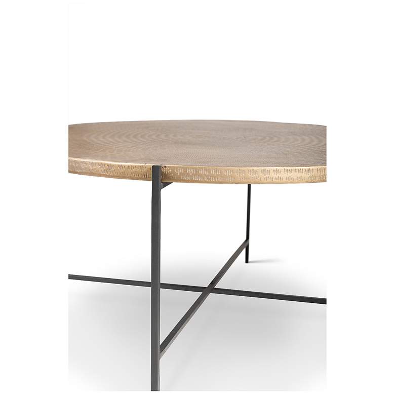 Image 4 Elements Navi 35.5" Wide Antique Brass Coffee Table Black Frame more views