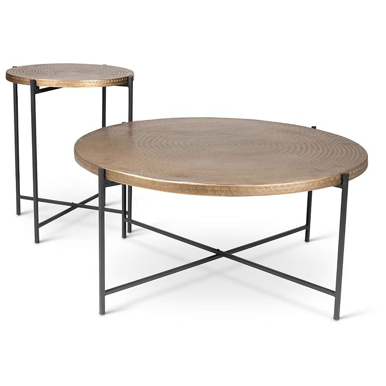 Image 6 Elements Navi 35.5" Wide Antique Brass Coffee Table Black Frame more views