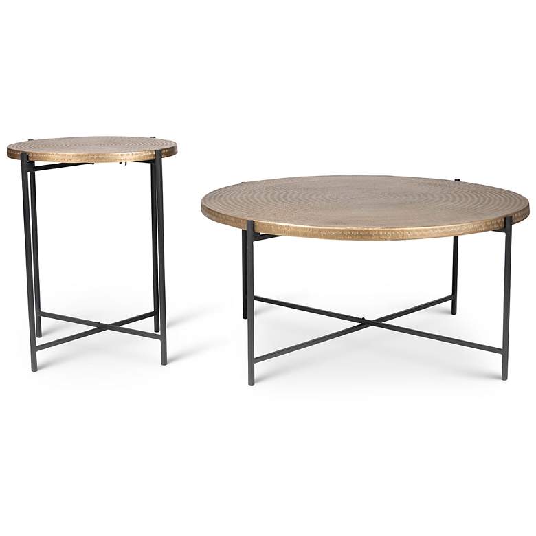 Image 7 Elements Navi 35.5" Wide Antique Brass Coffee Table Black Frame more views