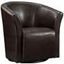 3_Elements Rocket 31" Wide Rivera Brown Faux Leather Swivel Club Chair