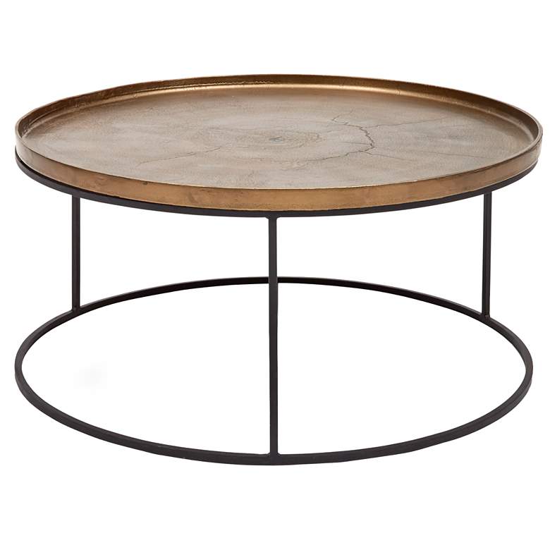 Image 1 Elements Sana 34.75" Wide Antique Brass Coffee Table Black Frame