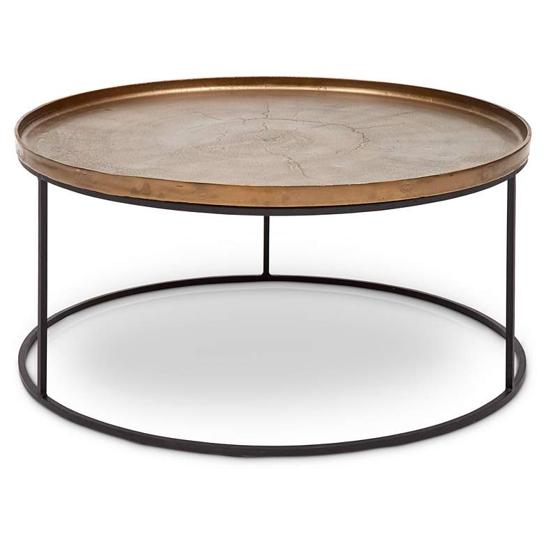 Image 2 Elements Sana 34.75" Wide Antique Brass Coffee Table Black Frame more views