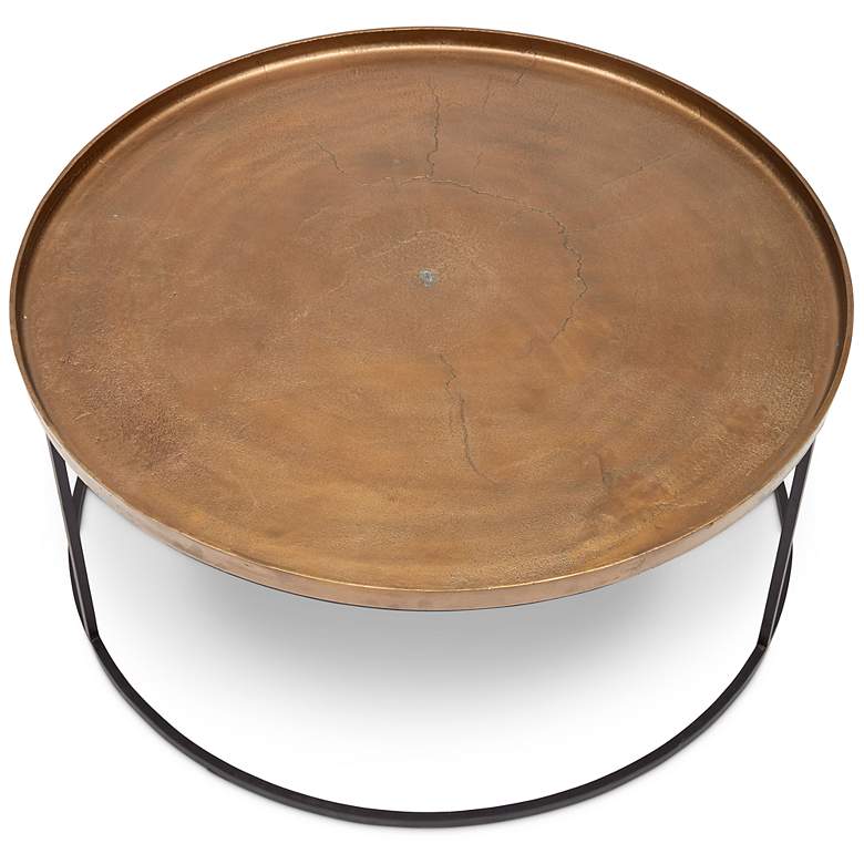 Image 3 Elements Sana 34.75" Wide Antique Brass Coffee Table Black Frame more views