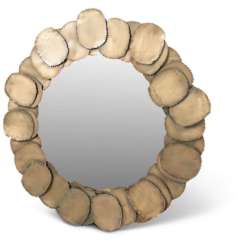 Image 2 Elements Suri 3333"Dia. Antique Brass Round Mirror more views